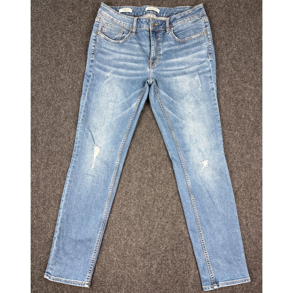 Vigoss Thompson Tomboy Jeans Womens 30 Medium Wash Distressed Straight Leg Denim